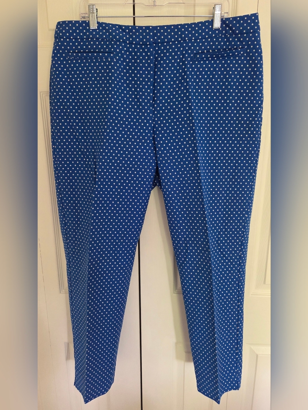 Talbots Hampshire Royal Blue Dress Pants with White Polka Dots